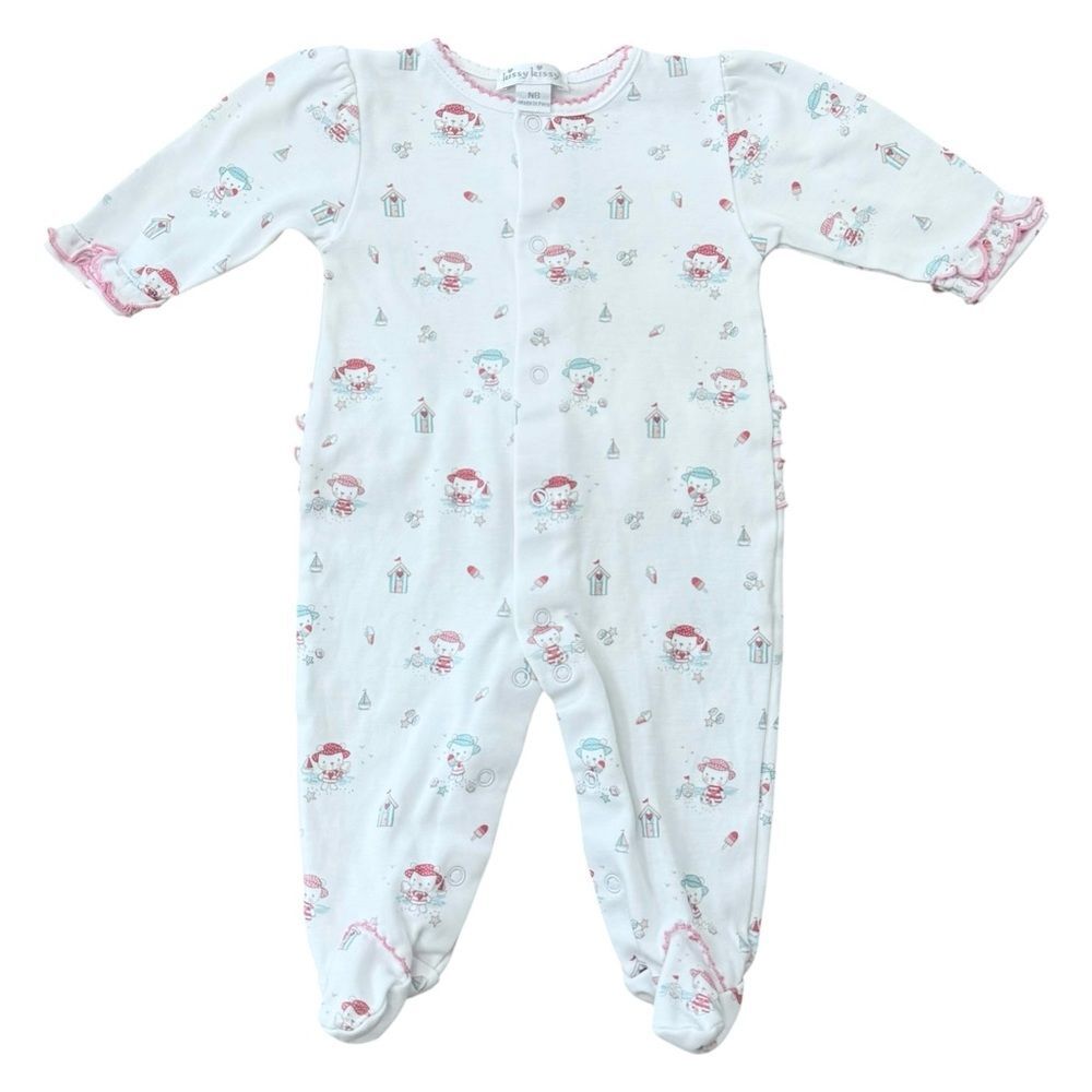 Kissy Kissy Baby Girls Beach Pattern One Piece Pima Cotton Footie. NB. Newborn.